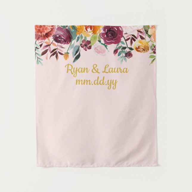 Boho Wedding Photo Booth Backdrop Blush Gold Prop (Front)