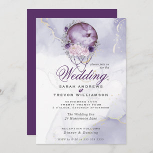 Boho Wedding Plum Purple Full Moon Invitation