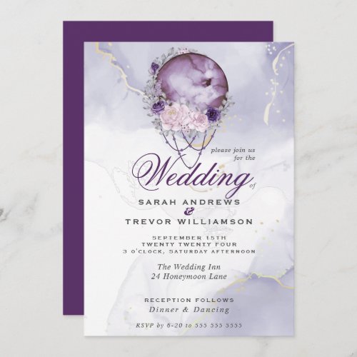 Boho Wedding Plum Purple Full Moon  Invitation