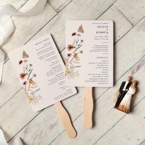 Boho Wedding Program Hand Fan