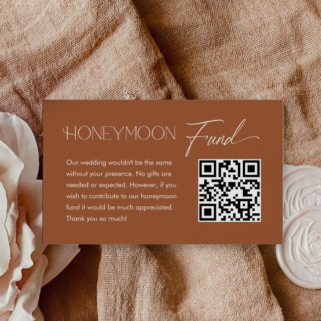 Boho Wedding QR Code Honeymoon Fund Enclosure Card (Boho Honeymoon Funds with QR Code card)