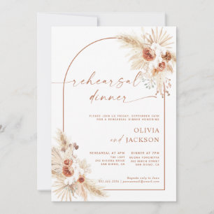 Boho Wedding Rehearsal Dinner Invite Pampas Grass
