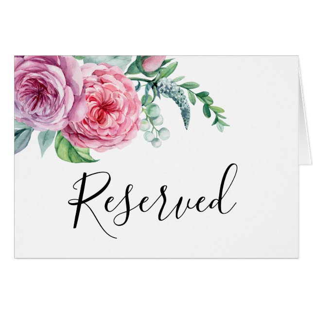 Boho wedding reserved sign. Bohemian floral table Cards (Front Horizontal)