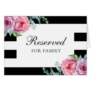 Boho wedding reserved sign. Pink garden flowers Cards