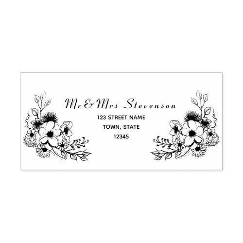 Boho Wedding Return Address Self_inking Stamp