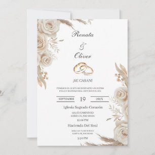 Boho wedding ring Spanish Wedding Invitation