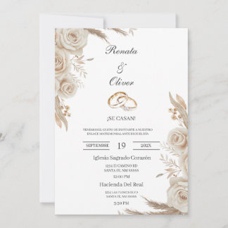 Boho wedding ring Spanish Wedding Invitation