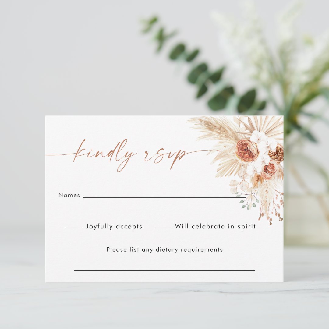 Boho Wedding RSVP Card 3.5x5" Response Card Zazzle