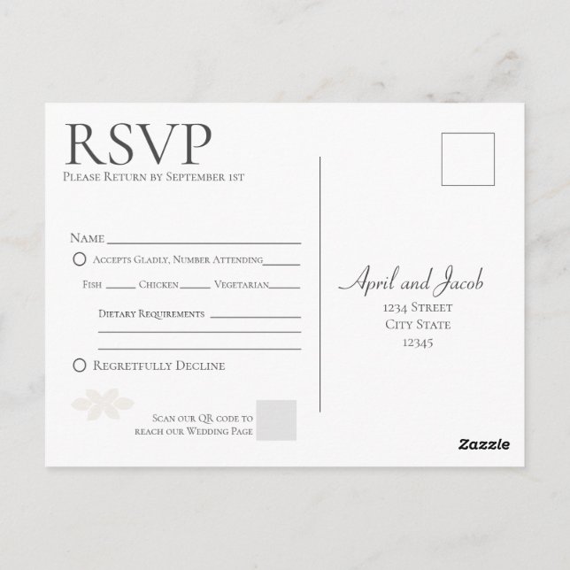 Boho Wedding RSVP Postcard (Back)