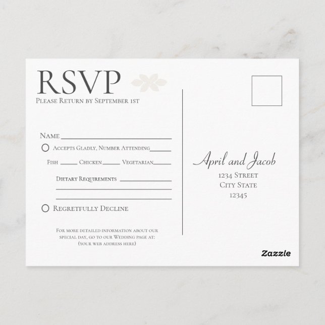 Boho Wedding RSVP Postcard Insert (Back)