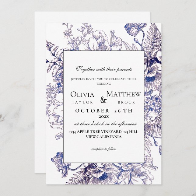 Boho Wedding Rustic Elegant Modern Wedding Invitation (Front/Back)