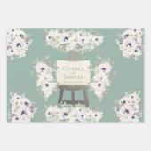 Boho Wedding Sage Watercolor Floral Bridal Shower Wrapping Paper Sheets (Front)