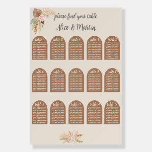 Boho wedding seating chart foam board