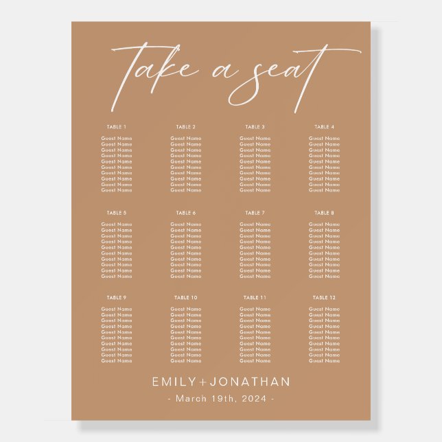 Boho Wedding Seating Chart Foam Board (Front)