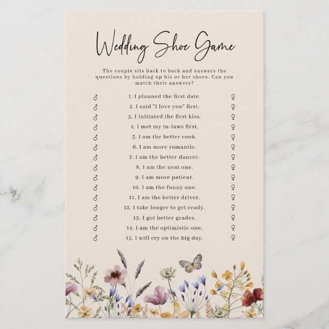 Boho Wedding Shoe Game (Front)
