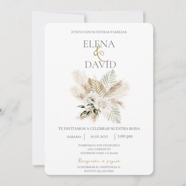 Boho wedding Spanish Invitation (Front)