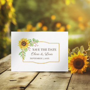 Boho wedding sunflower save the date card