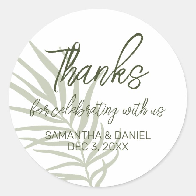 Boho Wedding Thank You Classic Round Sticker (Front)