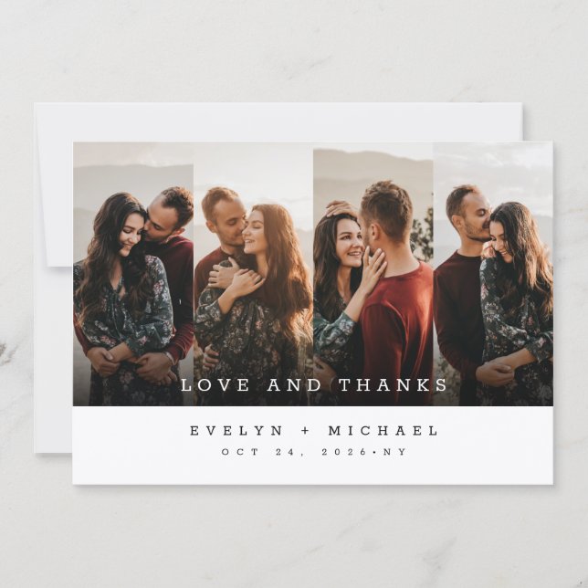 Boho Wedding Thank You Photo Collage Card (Front)