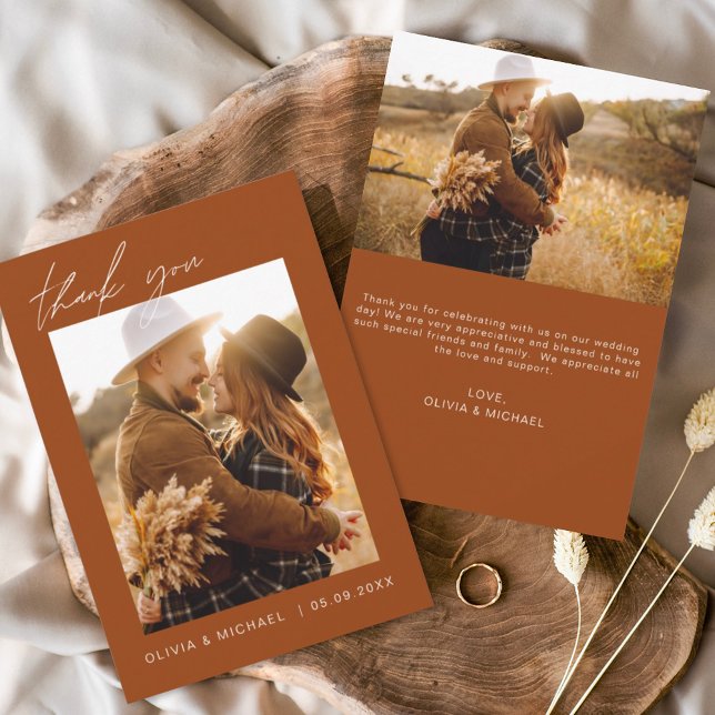 Boho Wedding Thank You Photo Minimalist Invitation (Creator Uploaded)