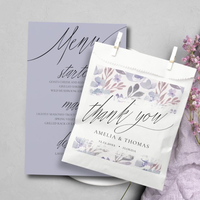 Boho Wedding Thank you Purple Floral Favor Bag (Creator Uploaded)