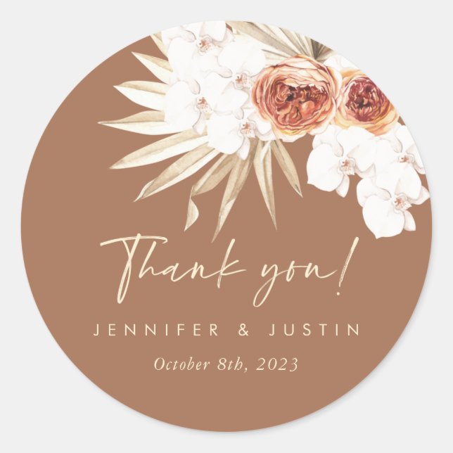 Boho Wedding Thank You Stickers  (Front)