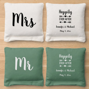Boho Wedding Theme Mr And Mrs Team Cornhole Bags
