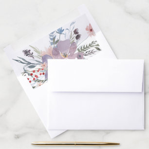 Boho Wedding Watercolor Wildflowers Envelope Liner
