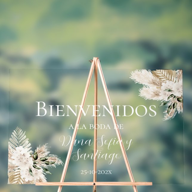 Boho Wedding Welcome frosted Acrylic Sign (Neutral)