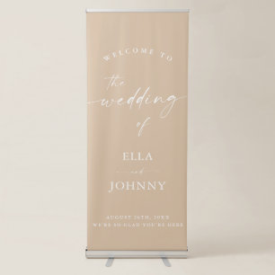 Boho Wedding Welcome Sign, Beige Modern Minimalist Retractable Banner