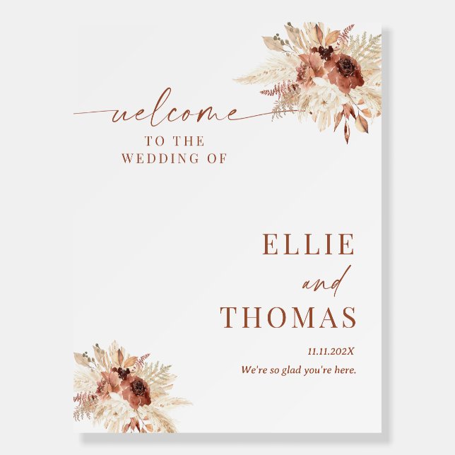 Boho Wedding Welcome Sign Template, Terracotta (Front)