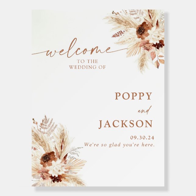 Boho Wedding Welcome Sign Template, Terracotta Wed (Front)