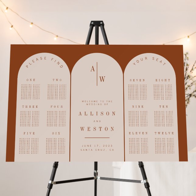 Boho Wedding Welcome Sign w/ Seating Chart (In Situ (Stand))