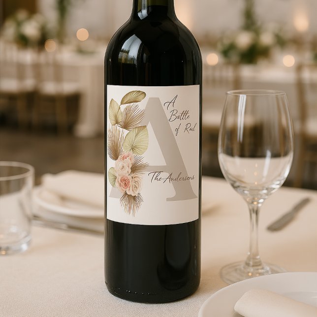 Boho Wedding Wine Bottle Labels – Personalized (Creator Uploaded)