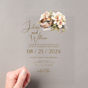 Boho Wedding with Rings Acrylic Invitations