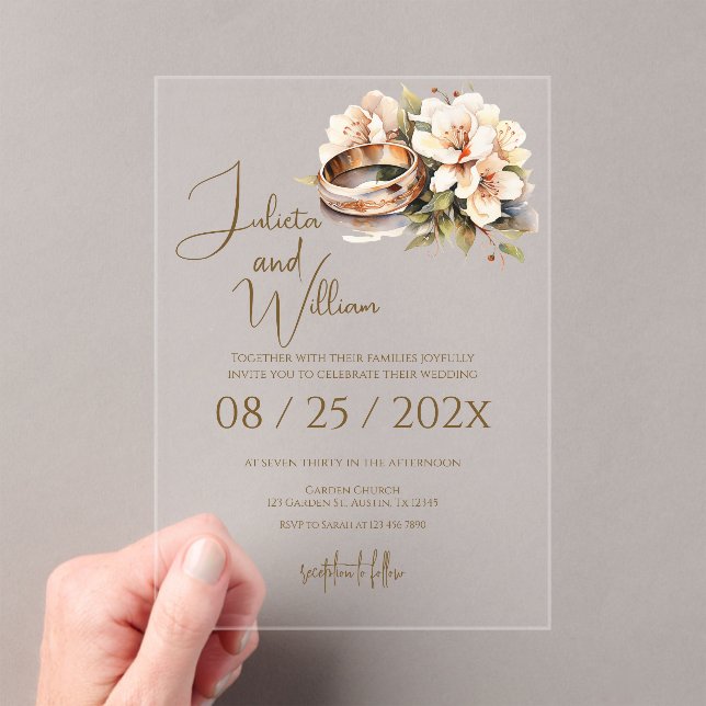 Boho Wedding with Rings Acrylic Invitations (Insitu (Handheld))