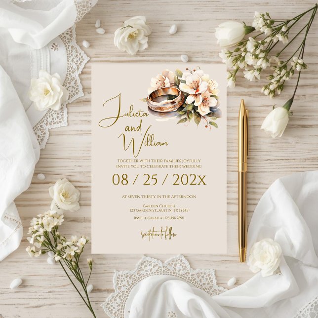 Boho Wedding with Rings Invitation (Creator Uploaded)