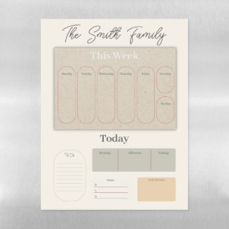 Boho Weekly Daily Family Command Center Plan Magnetic Dry Erase Sheet