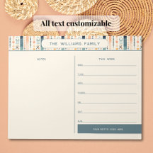 Boho Weekly Family Calendar with Notes Section