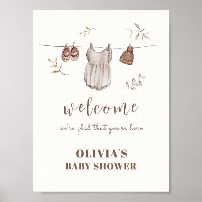 Boho Welcome Sign Girl Outfit Baby Shower (Front)