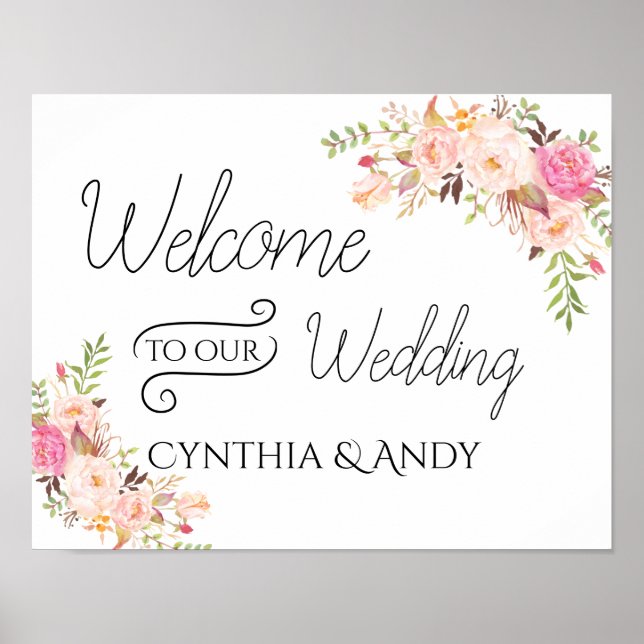 Boho Welcome to Our Wedding Poster Sign (Front)