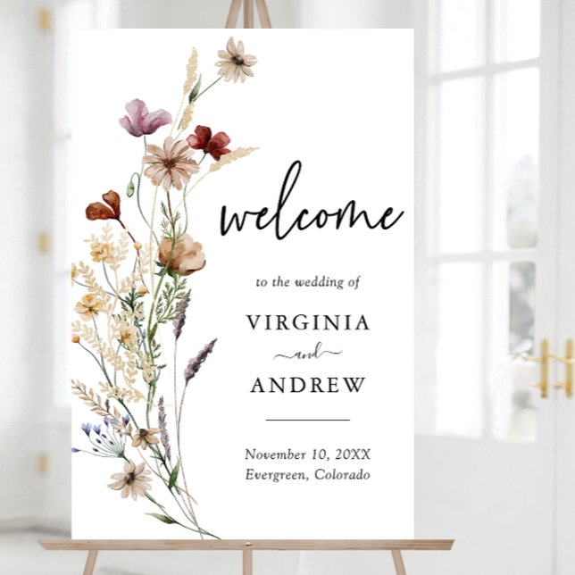 Boho Welcome Wedding Foam Board (Elegant Boho Floral Welcome Sign Wedding Foam Board by Painted Paperie
)