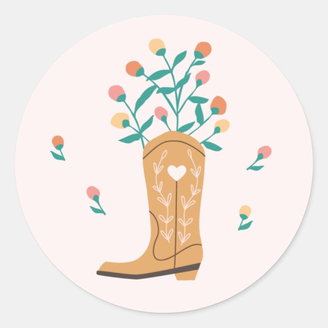 Boho Western Boot & Wildflowers Sticker (Front)
