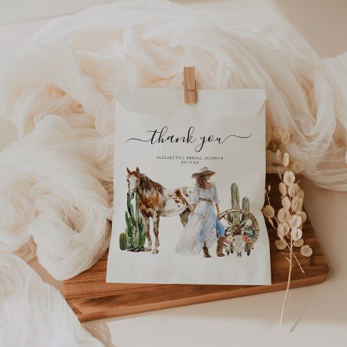 Boho Western Bridal Shower  Thank You Favor Bag