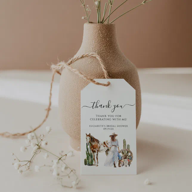 Boho Western Bridal Shower | Thank You Gift Tags | Zazzle