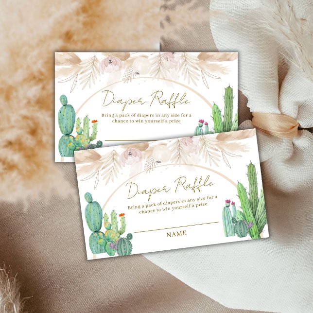 Boho Western Cactus Arch Diaper Raffle Baby Shower Enclosure Card (Boho Western Cactus Arch Diaper Raffle Baby Shower Enclosure Card)