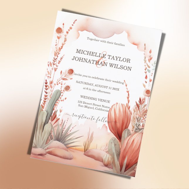 Boho Western Canyon Mexican Cactus Desert Invitation (boho mexican desert weding)