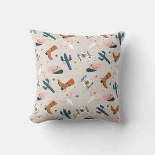 Boho Western Christmas - Beige Throw Pillow