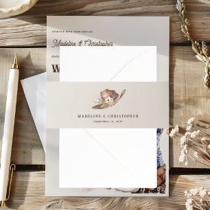 Boho Western Cowboy Hat Wedding Invitation Belly Band