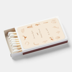 Boho Western Cowboy Illustration Wedding Paper Matchboxes